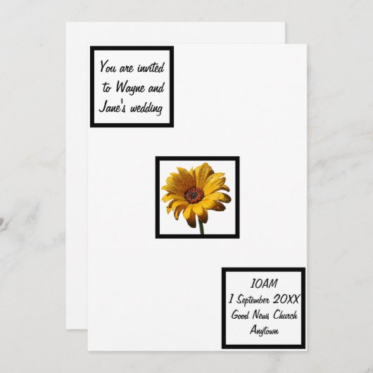 Dew Drops Daisy Wedding Einladung (Vorne/Hinten)