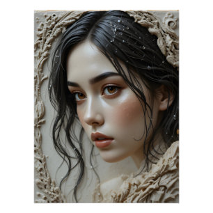 Dew-Kissed Keramik Portrait Poster