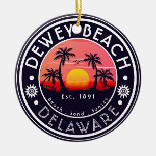 Dewey Beach Delaware Palm Trees Vintager 80er Keramik Ornament