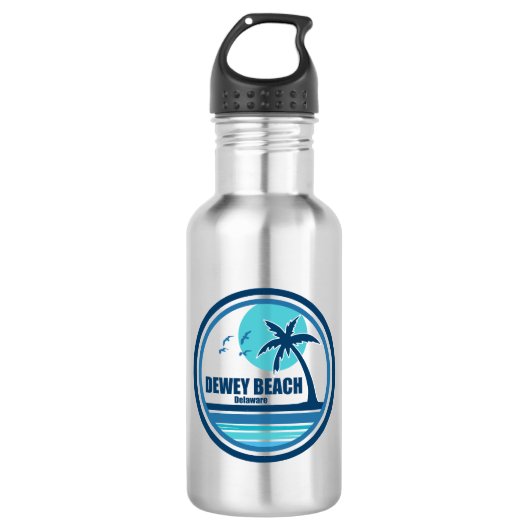 Dewey Beach Delaware Palme Vögel Edelstahlflasche (Vorderseite)