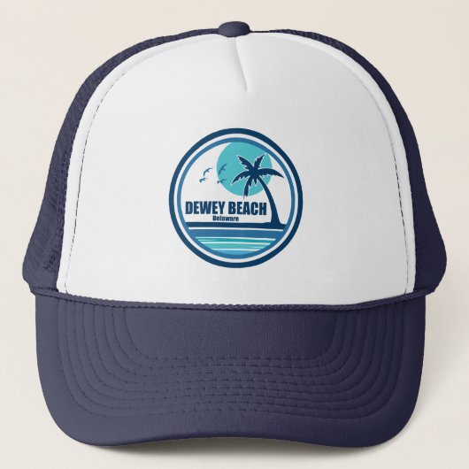 Dewey Beach Delaware Palme Vögel Truckerkappe (Vorderseite)