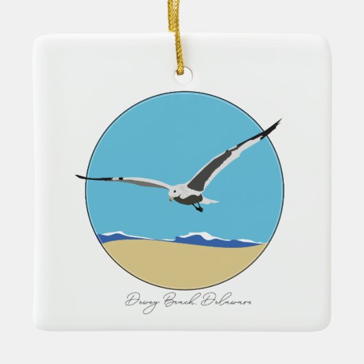 Dewey Beach, Delaware Sea Gull über Beach Keramikornament (Vorderseite)