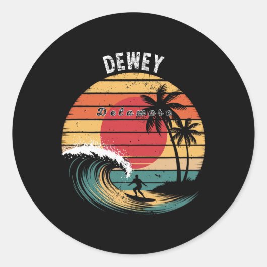 Dewey Beach Delaware Strand Surfen Runder Aufkleber (Vorderseite)
