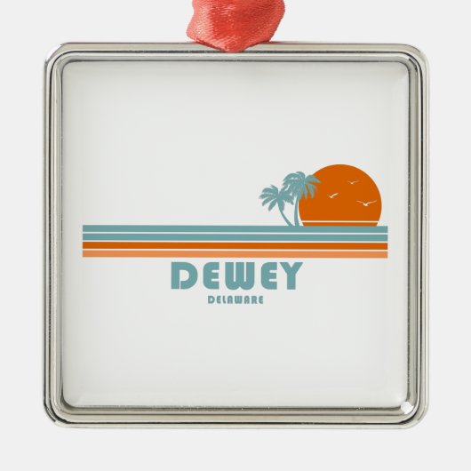 Dewey Beach Delaware Sun Palm Trees Ornament Aus Metall (Vorne)