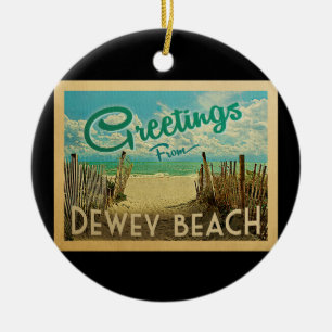 Dewey Beach Vintage Reise Keramik Ornament