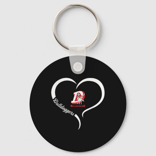 Dewey Bulldoggers Logo Halbherz Slogan Hs Schlüsselanhänger (Vorderseite)