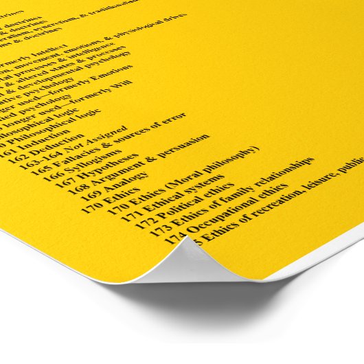 Dewey Decimal System nach Single-Nummern Poster (Ecke)