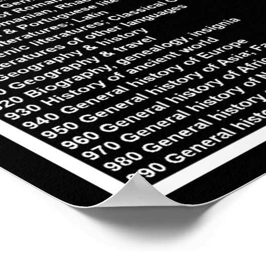 Dewey Decimal System: Schwarzes Inverse Poster (Ecke)