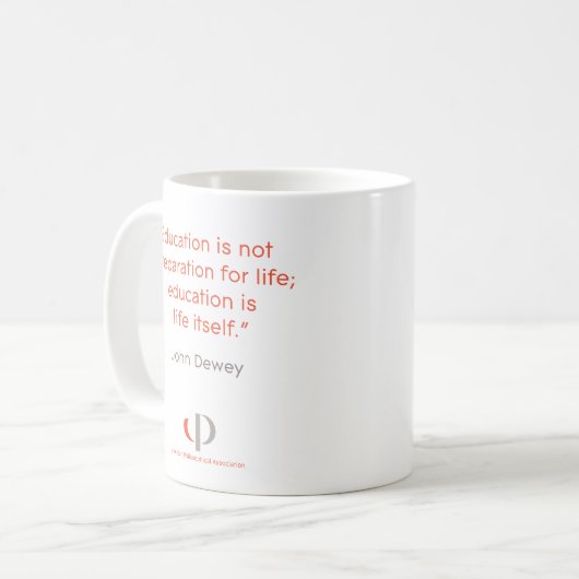 Dewey-Zitat-Tasse Kaffeetasse (Vorderseite Links)