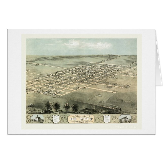DeWitt, IA panoramische Karte - 1868 (Vorderseite (Horizontal))