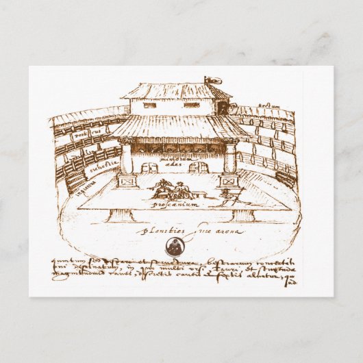 DeWitts Swan-Theaterskizze Postkarte (Vorderseite)