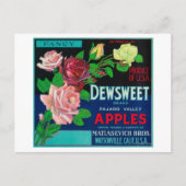 Dewsweet Apple Crate LabelWatsonville, CA Postkarte (Vorderseite)