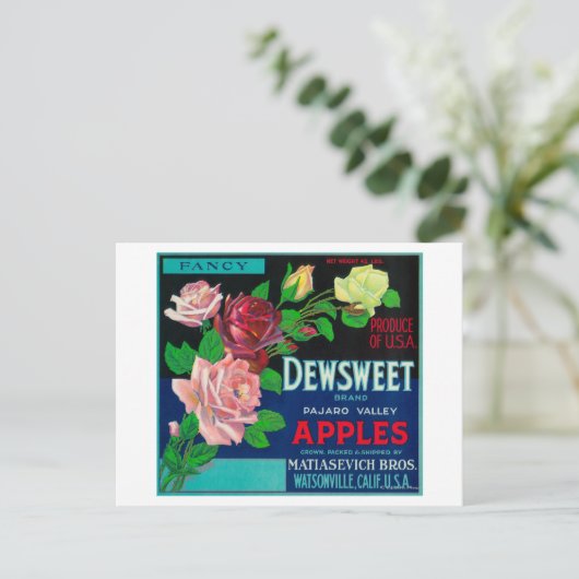 Dewsweet Apple Crate LabelWatsonville, CA Postkarte (Stehend Vorderseite)