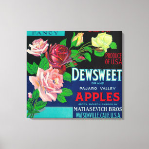 Dewsweet Apple Kiste LabelWatsonville, CA Leinwanddruck
