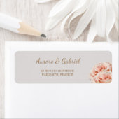Dewy Pink Rose blüht Gray Wedding Address Label (Insitu)