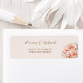 Dewy Pink Roses Champagne Wedding Address Label (Insitu)