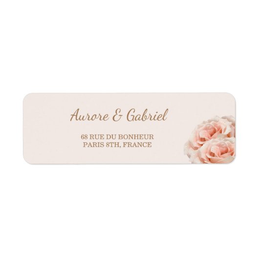 Dewy Pink Roses Champagne Wedding Address Label (Vorne)