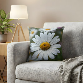 Dewy White Daisy Blume Nah-Up Nature Fotograf Kissen