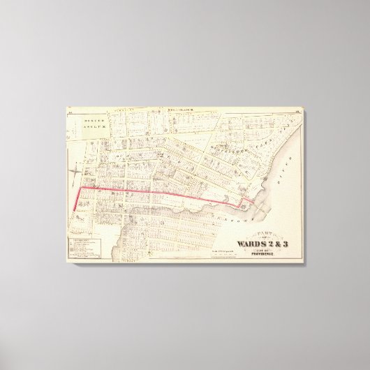 Dexter Asylum and Central Bridge Atlas Map Leinwanddruck (Vorderseite)