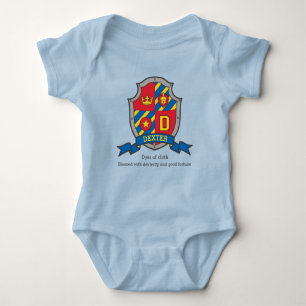 Dexter Buchstabe D Name Bedeutung Jungen gekrönter Baby Strampler