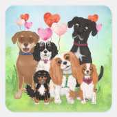 Dexter der Hund und Freunde alle Hunde Quadratischer Aufkleber (Vorderseite)