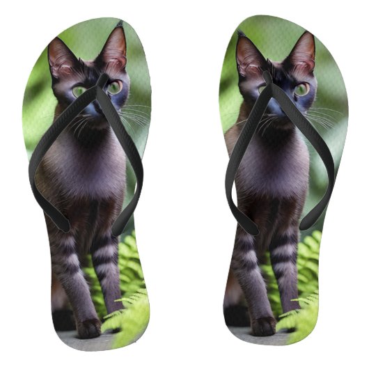 Dexter die schwarze Siamkatze, Flip Flops Badesandalen (Fußbett)