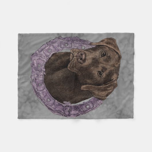 Dexter Version 2 - Schokolade-Labrador Fleecedecke (Vorderseite (Horizontal))