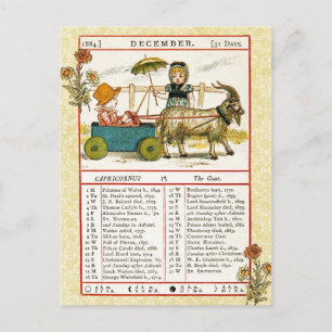 Dezember 1884 Almanac. Steinbock, Die Ziege Postkarte