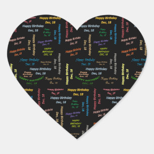 Dezember, 18 Geburtstagsticker Herz-Aufkleber