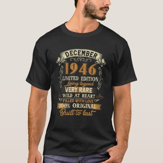 Dezember 1946 Vintag 75. Geburtstagsgeschenk Männe T-Shirt (Vorderseite)