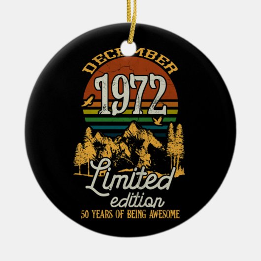 Dezember 1972 Sonnenuntergang 50 Jahre alt 50. Geb Keramik Ornament (Vorne)