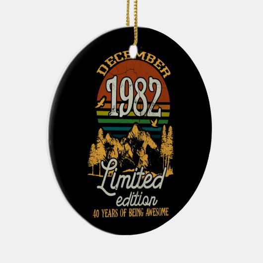 Dezember 1982 Sonnenuntergang 40 Jahre alt 40. Geb Keramik Ornament (Rechts)