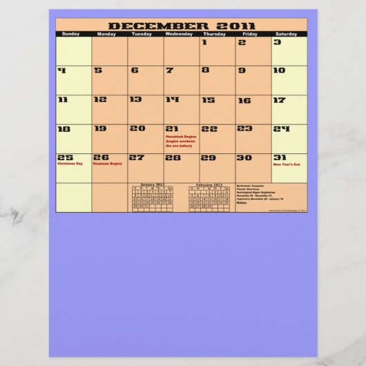 Dezember 2011 Kalender 13 Monate Mehrzweck-Flyer. Flyer (Vorne)