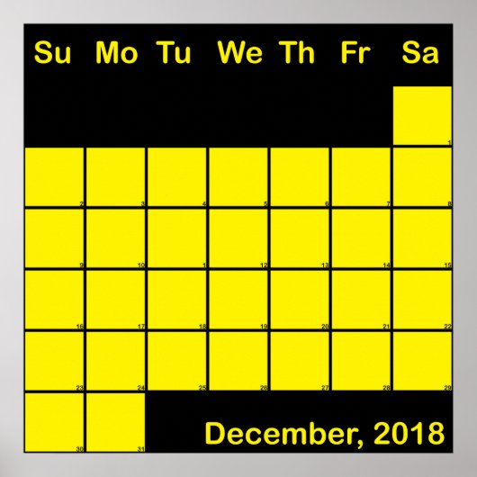 Dezember 2017 Planerkalender groß Poster (Vorne)