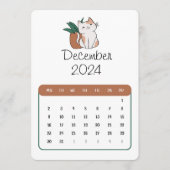 Dezember 2024 Stand Alone Cat and Pflanze Kalender Menükarte (Vorderseite)