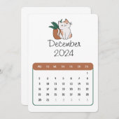 Dezember 2024 Stand Alone Cat and Pflanze Kalender Menükarte (Vorne/Hinten)