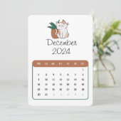 Dezember 2024 Stand Alone Cat and Pflanze Kalender Menükarte (Stehend Vorderseite)
