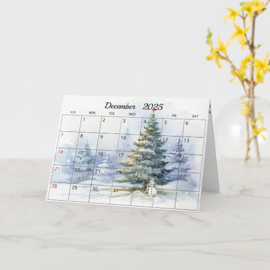 Dezember 2025 Weihnachten Monat Karte (Gelbe Blume)