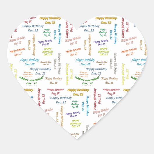Dezember, 22 Geburtstagsticker Herz-Aufkleber (Vorderseite)