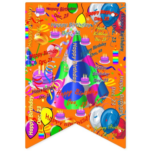 Dezember, 23 Geburtstagsbanner Wimpelkette (Dritte Fahne)