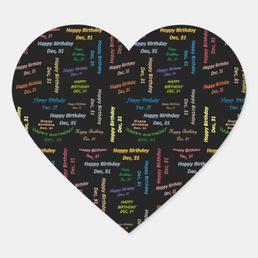 Dezember, 31 Geburtstagsticker Herz-Aufkleber (Vorderseite)