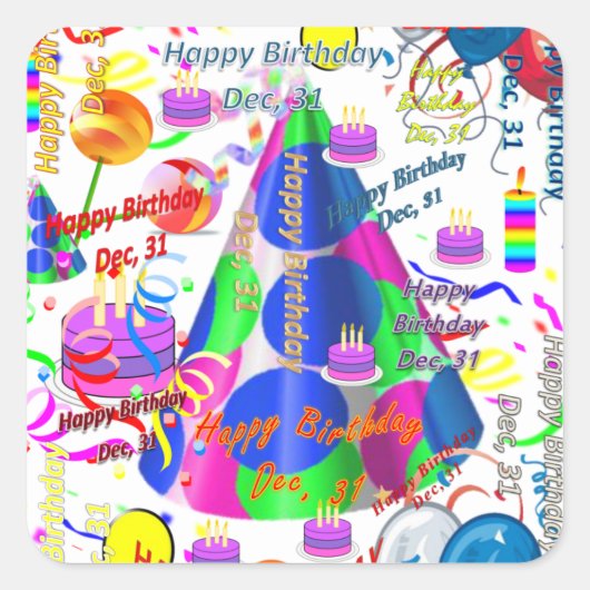 Dezember, 31 Kindergeburtstag Stickers (Vorderseite)