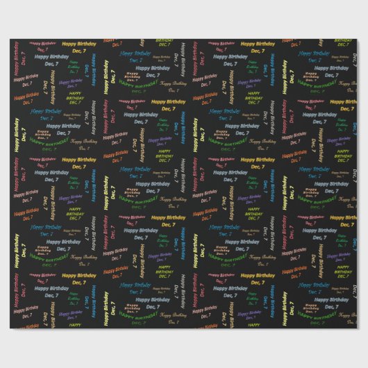 Dezember, 7 Geburtstag Geschenkpapier (Flach)
