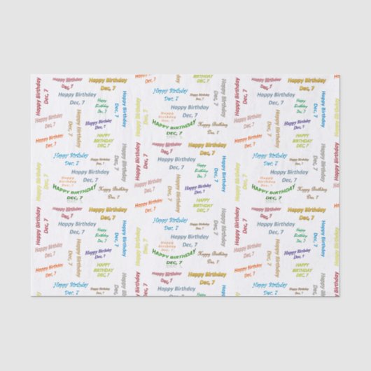 Dezember, 7 Geburtstags Tissue Paper Seidenpapier (Vorderseite)