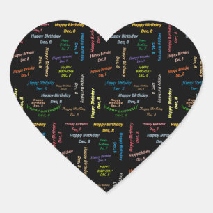 Dezember, 8 Geburtstagsticker Herz-Aufkleber