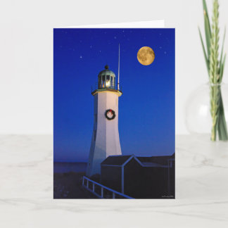 Dezember Abend bei Scituate Light Feiertagskarte