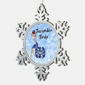 Dezember Baby Schneeflocken Zinn-Ornament (Rechts)
