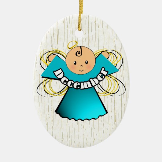 Dezember Birthday Angel Keramikornament (Vorne)