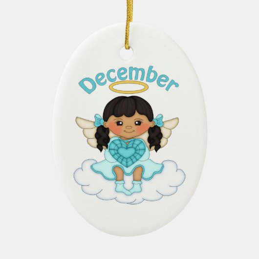 Dezember Birthstone Angel Black Keramikornament (Vorne)