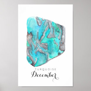 Dezember Birthstone Türkis Wasserfarbe   Poster